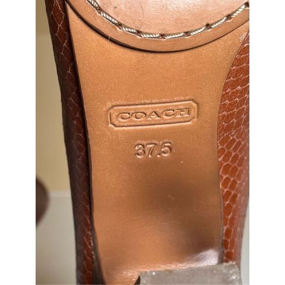 Coach Sue Snakeskin Brown Leather Pump Gold Hardware Detail Size EU 37.5 US 7 - Picture 6 of 10